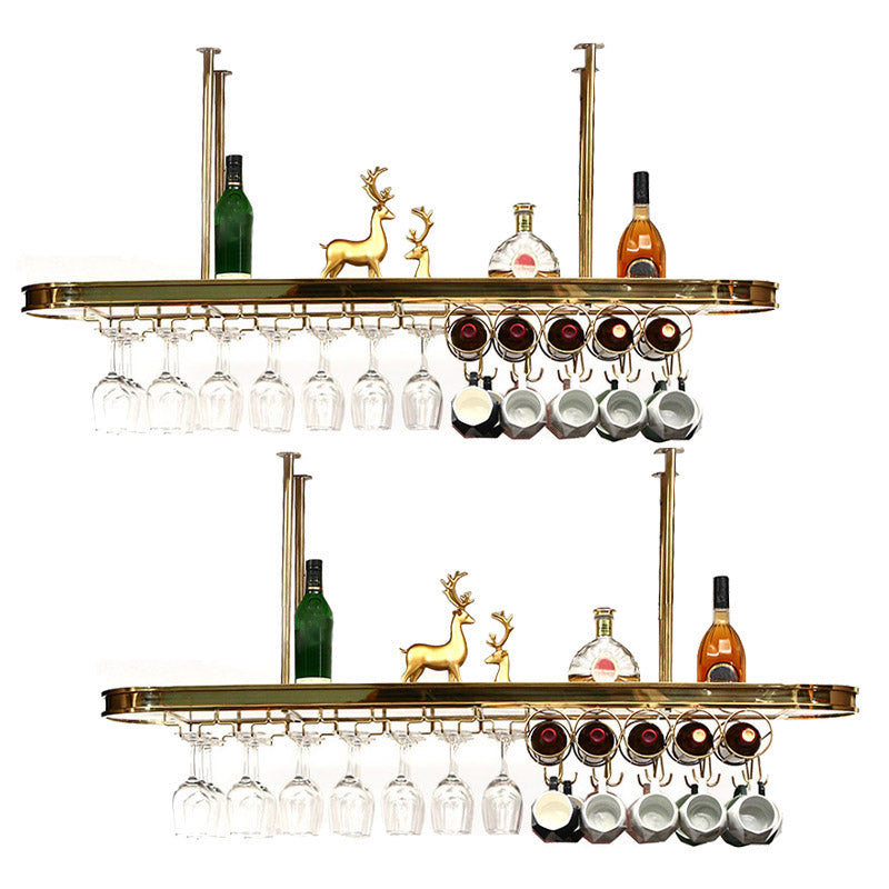 Glam Style Hanging Wine Rack Metal Wine Bottle & Glass Rack for Bar
