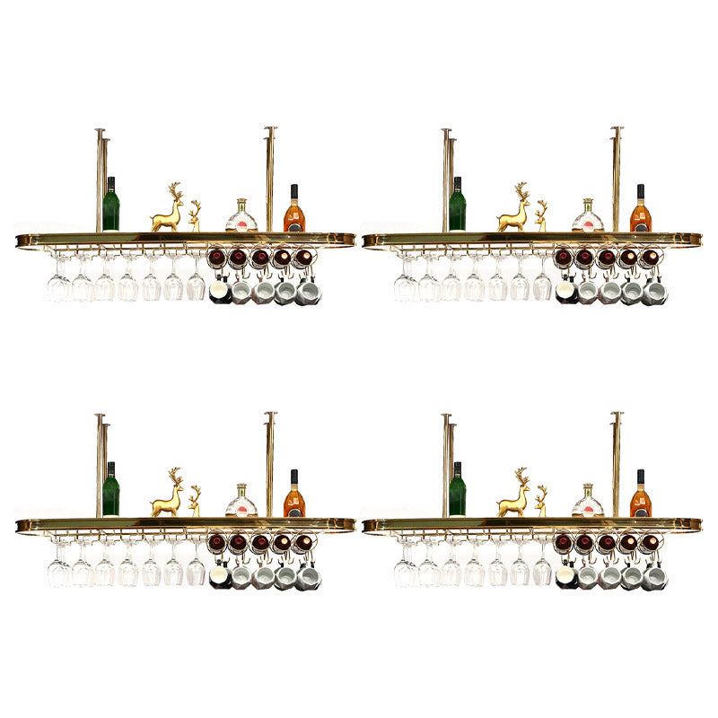 Glam Style Hanging Wine Rack Metal Wine Bottle & Glass Rack for Bar