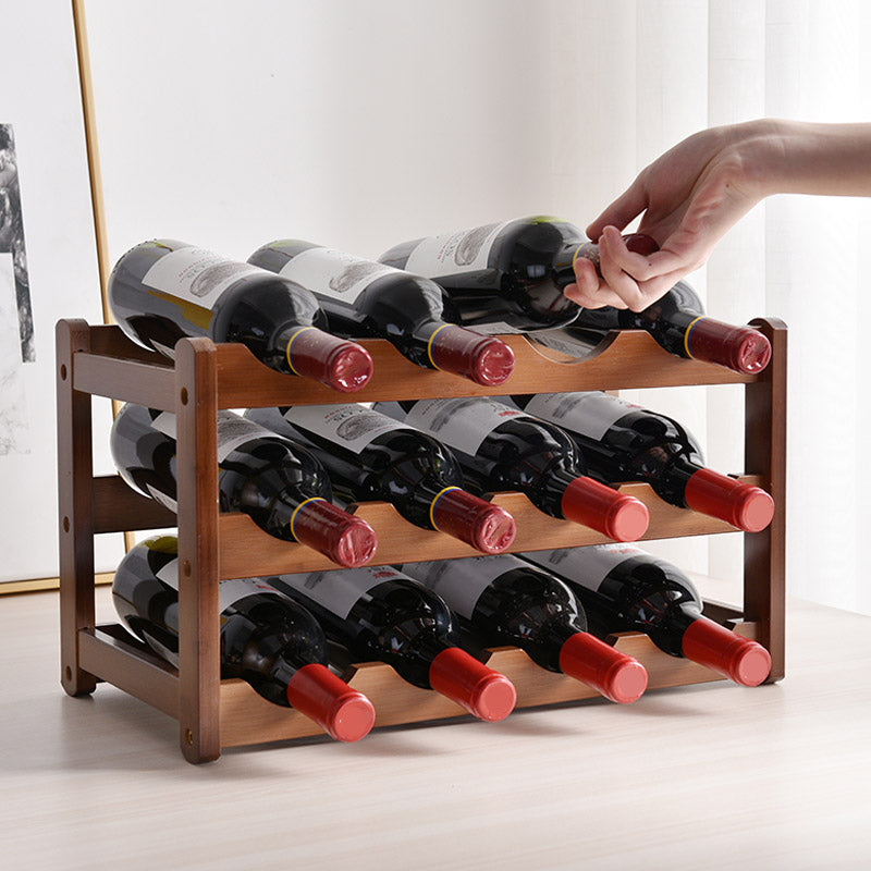 Modern Countertop Wine Rack Wood Wine Bottle Rack for Living Room
