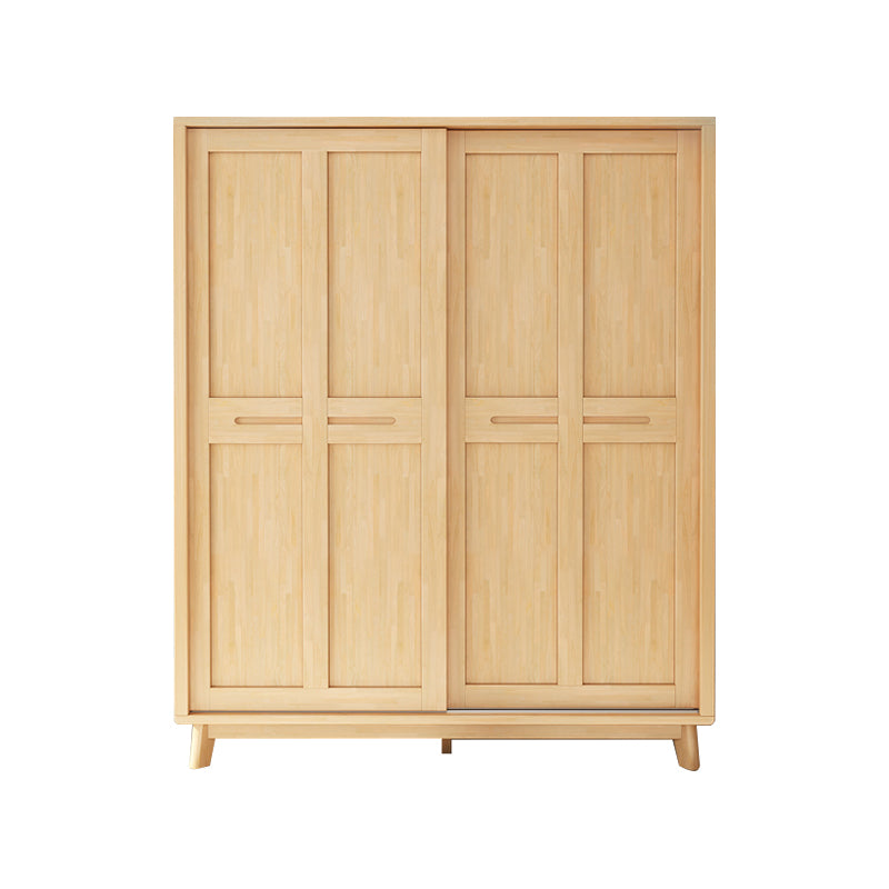 Freestanding Solid Wood Wardrobe Modern Wardrobe Armoire with 2 Doors and 1 Drawer