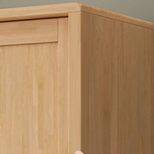 Freestanding Solid Wood Wardrobe Modern Wardrobe Armoire with 2 Doors and 1 Drawer