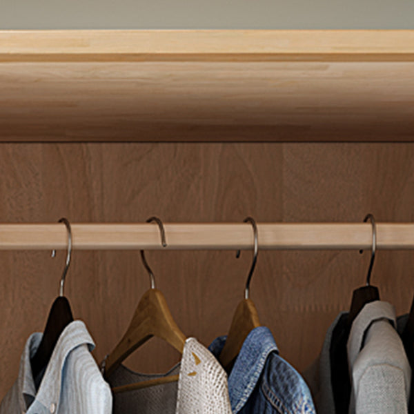 Freestanding Solid Wood Wardrobe Modern Wardrobe Armoire with 2 Doors and 1 Drawer