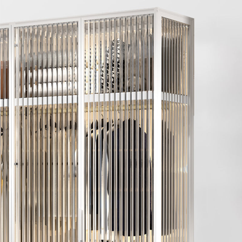 Contemporary Tempered Glass Wardrobe Armoire Freestanding Wardrobe with Shelves