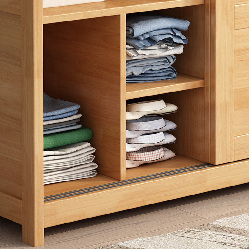 Rubberwood Solid Wood Wardrobe Traditional Freestanding Wardrobe