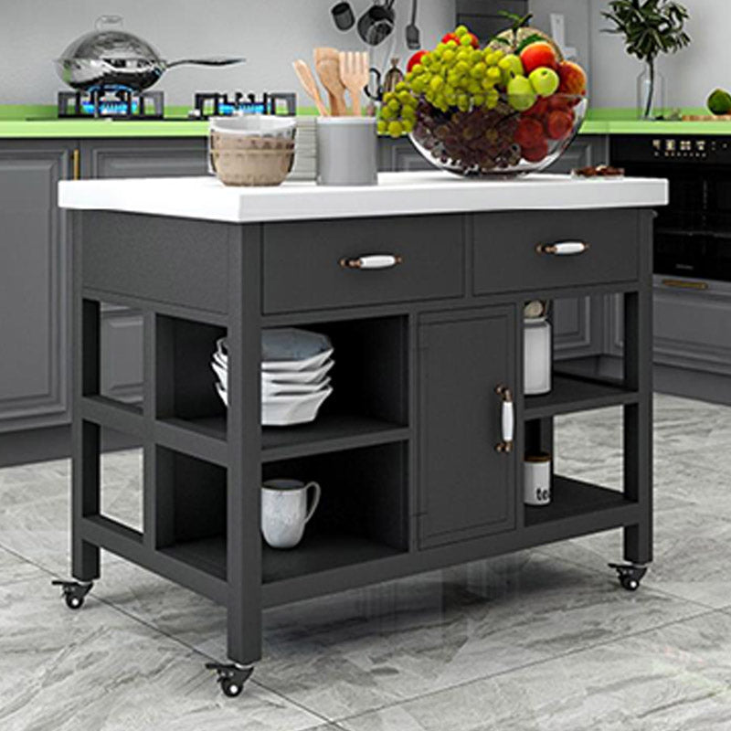 Rectangular Kitchen Trolley Modern Dining Room Prep Table with Drawer