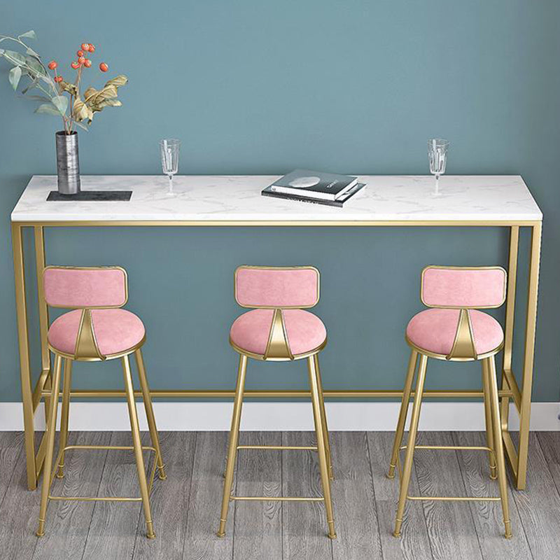 Glam Style Bar Table Faux Marble Top Bistro Table with Gold Base