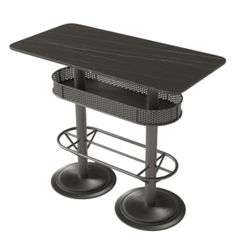 Industrial Black Bar Table Living Room Bistro Bar Desk with Storage