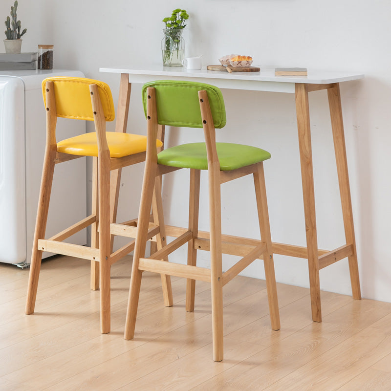 Contemporary Rectangle Bar Table Solid Wood Bar Dining Table with Footrest