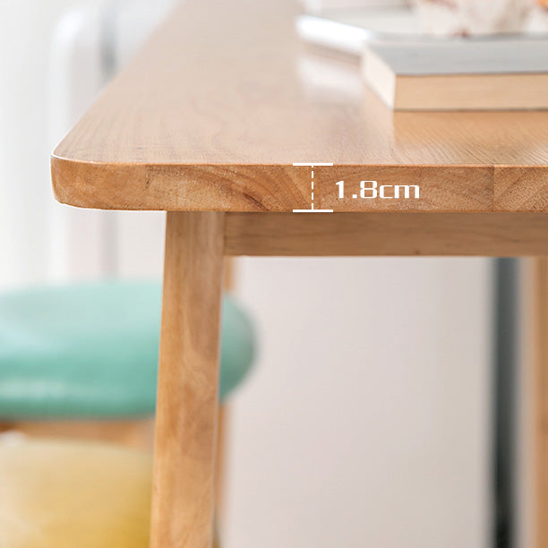 Contemporary Rectangle Bar Table Solid Wood Bar Dining Table with Footrest