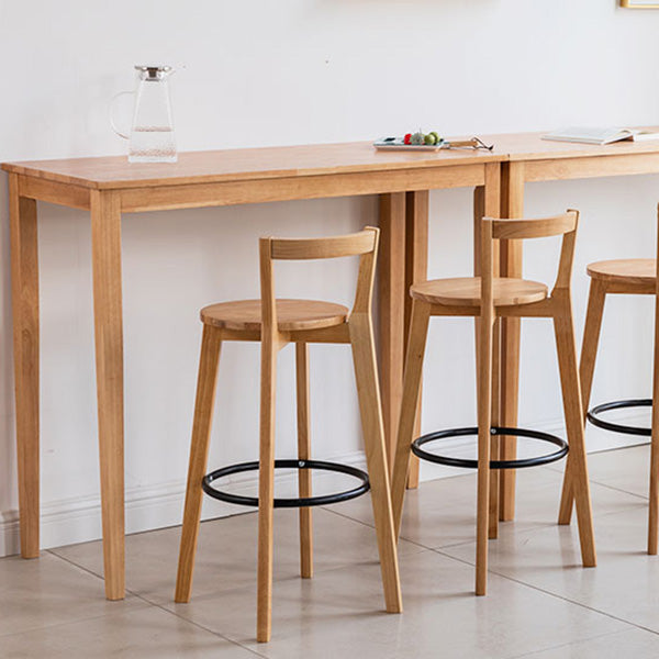 Modern Rectangle Bar Table Solid Wood Counter Height Bar Dining Table with 4 Legs