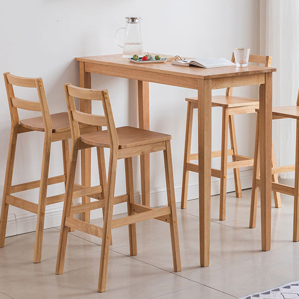 Modern Rectangle Bar Table Solid Wood Counter Height Bar Dining Table with 4 Legs