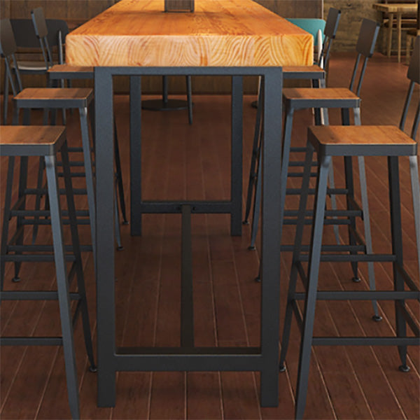 Industrial Style Bar Table Rectangle Solid Wood Bistro Bar Desk with Footrest