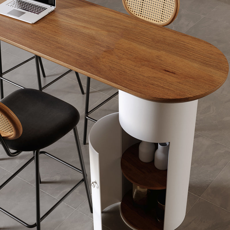 Modern Style Oval Bar Table 1/2/5 Pieces Wood Bar Table Set for Kitchen