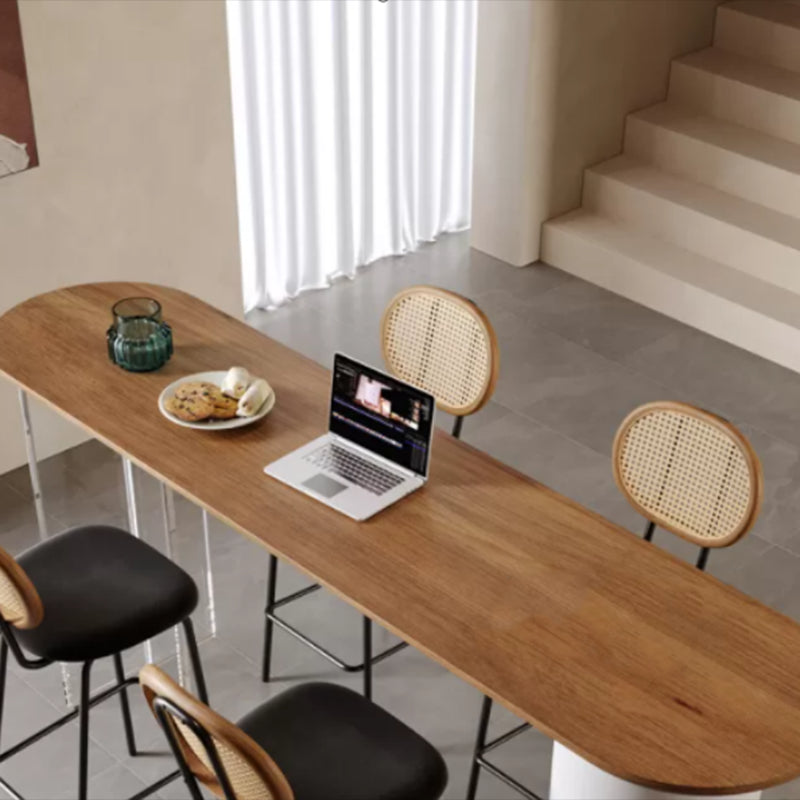 Modern Style Oval Bar Table 1/2/5 Pieces Wood Bar Table Set for Kitchen