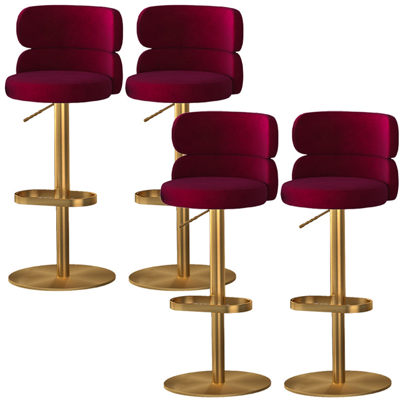 Glam Style Counter Stool Leather Adjustable Height Bar Stool with Swivel