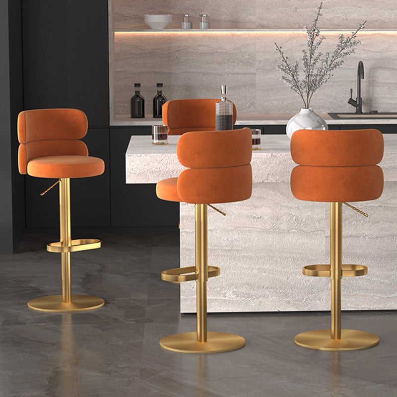 Glam Style Counter Stool Leather Adjustable Height Bar Stool with Swivel