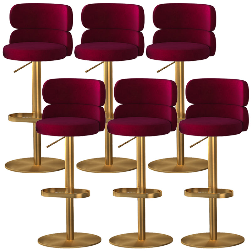 Glam Style Counter Stool Leather Adjustable Height Bar Stool with Swivel