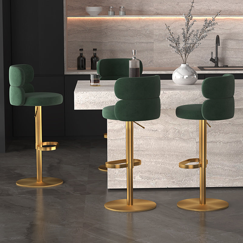 Glam Style Counter Stool Leather Adjustable Height Bar Stool with Swivel