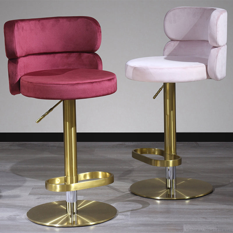 Glam Style Counter Stool Leather Adjustable Height Bar Stool with Swivel