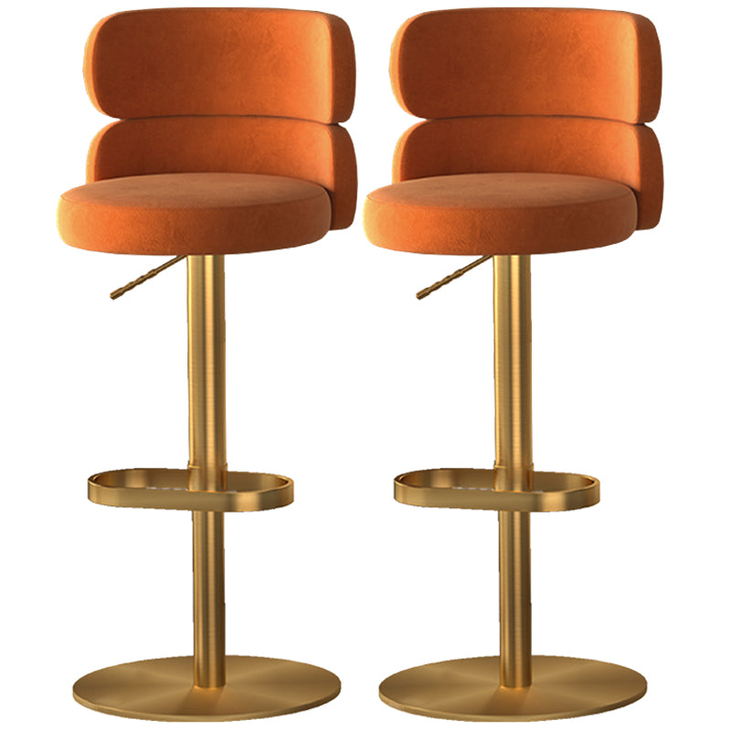 Glam Style Counter Stool Leather Adjustable Height Bar Stool with Swivel
