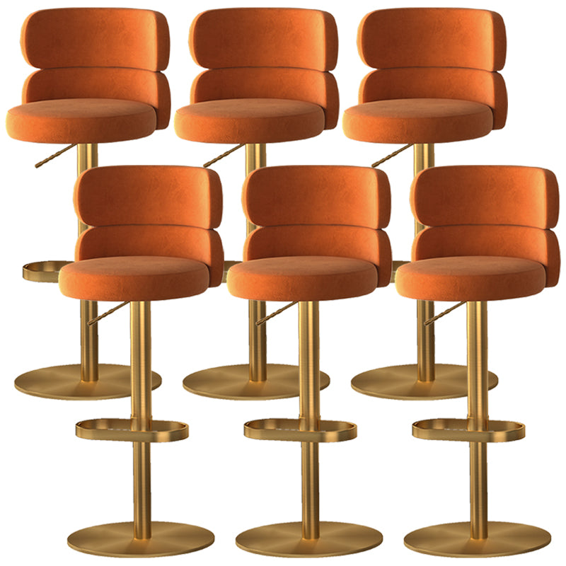 Glam Style Counter Stool Leather Adjustable Height Bar Stool with Swivel