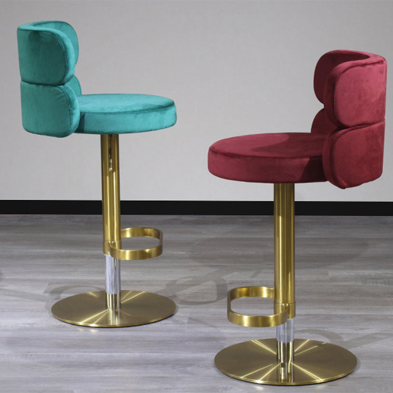 Glam Style Counter Stool Leather Adjustable Height Bar Stool with Swivel