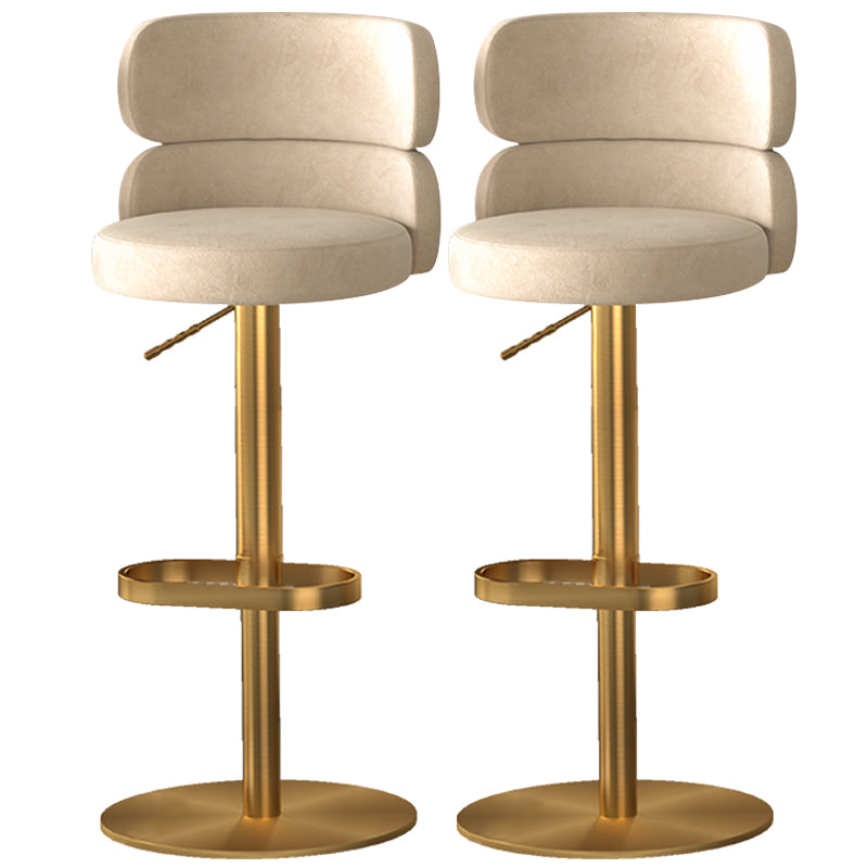 Glam Style Counter Stool Leather Adjustable Height Bar Stool with Swivel