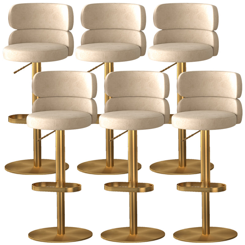 Glam Style Counter Stool Leather Adjustable Height Bar Stool with Swivel