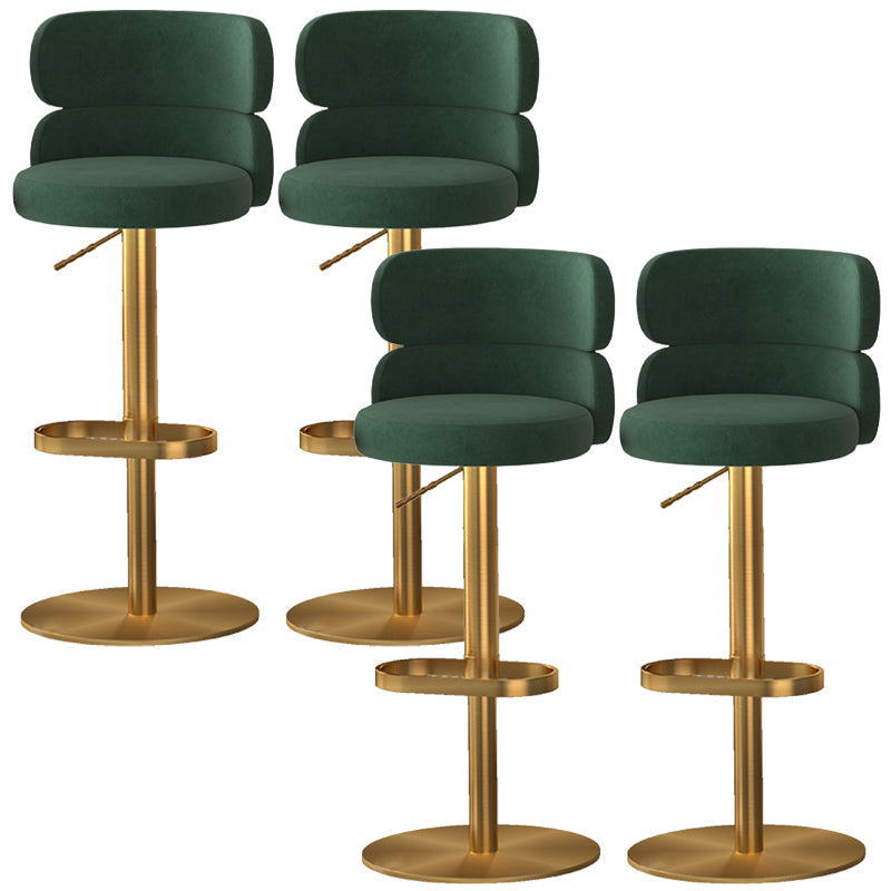 Glam Style Counter Stool Leather Adjustable Height Bar Stool with Swivel