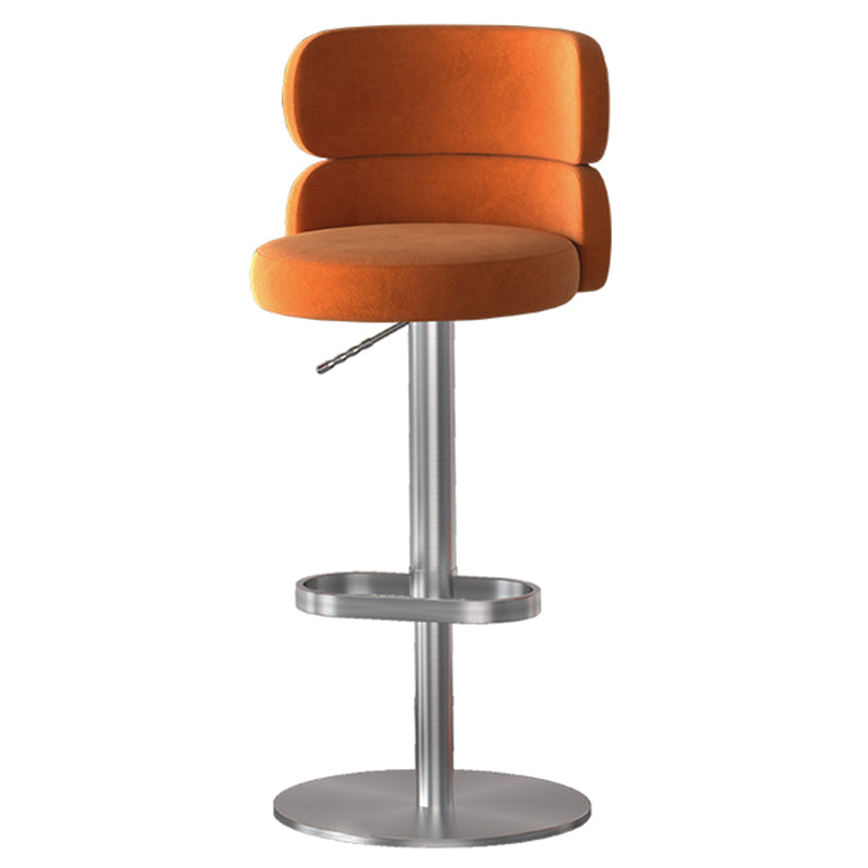 Glam Style Counter Stool Leather Adjustable Height Bar Stool with Swivel