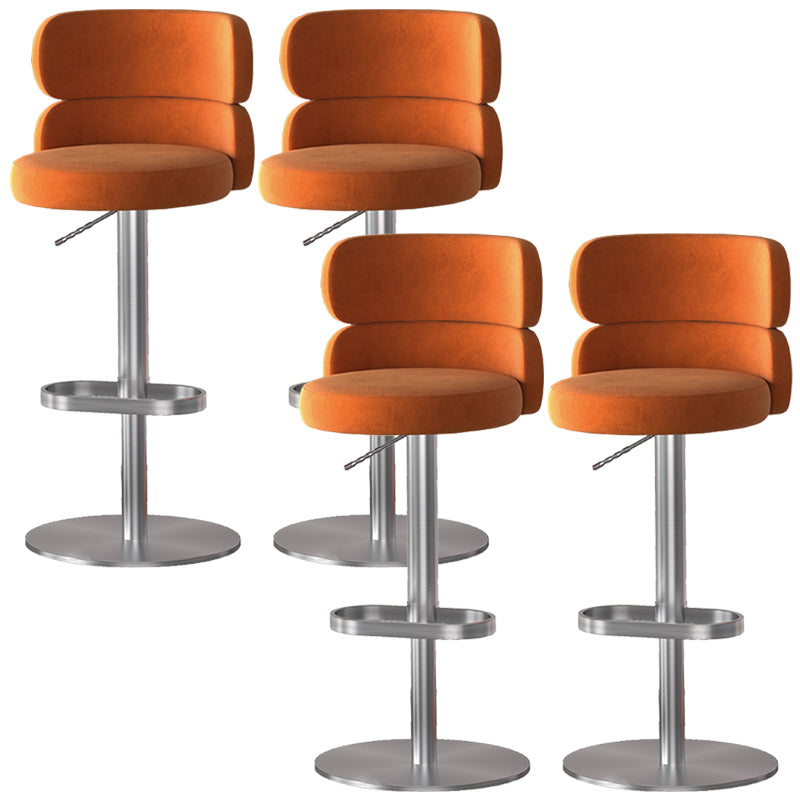 Glam Style Counter Stool Leather Adjustable Height Bar Stool with Swivel