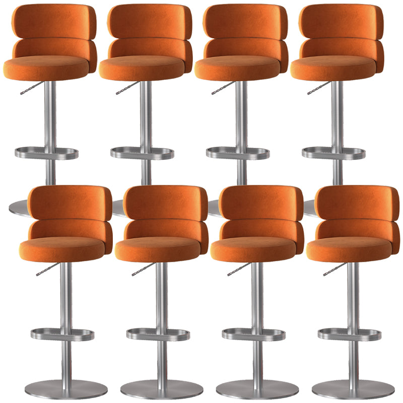 Glam Style Counter Stool Leather Adjustable Height Bar Stool with Swivel
