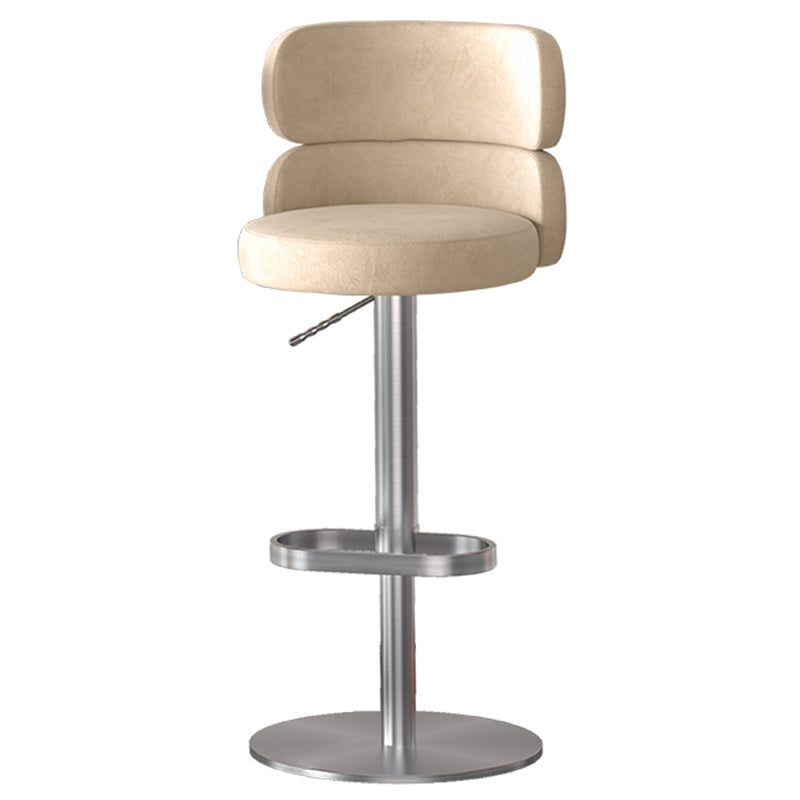 Glam Style Counter Stool Leather Adjustable Height Bar Stool with Swivel