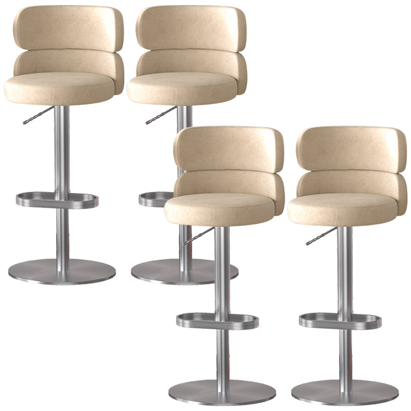 Glam Style Counter Stool Leather Adjustable Height Bar Stool with Swivel