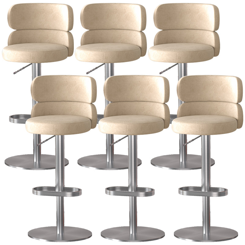 Glam Style Counter Stool Leather Adjustable Height Bar Stool with Swivel