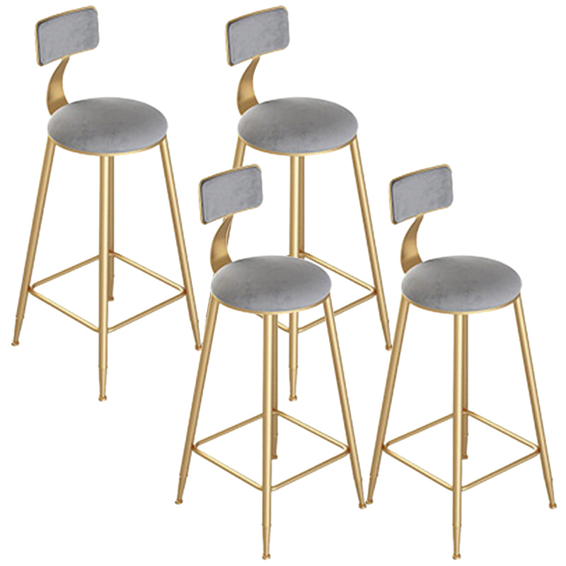 Glam Style Counter Stool Upholstered Bar Stool with Metal Base
