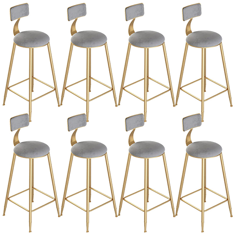Glam Style Counter Stool Upholstered Bar Stool with Metal Base