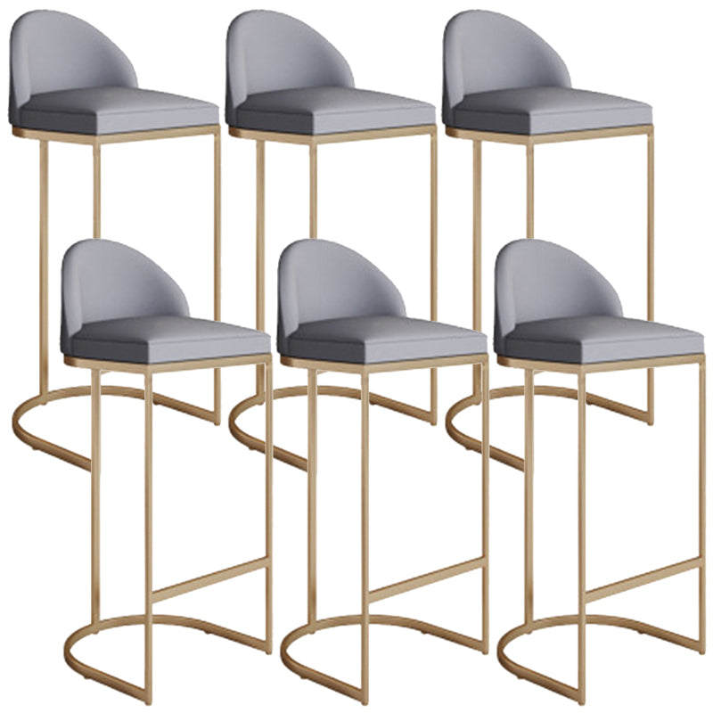 Glam Style Counter Stool Upholstered Bar Stool with Metal Base