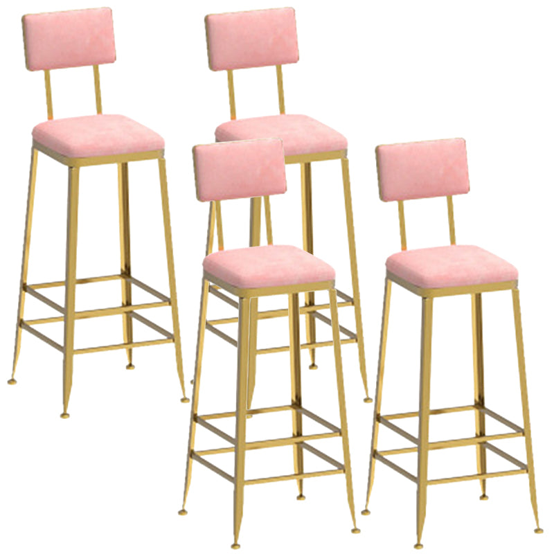 Glam Style Counter Stool Upholstered Bar Stool with Metal Base