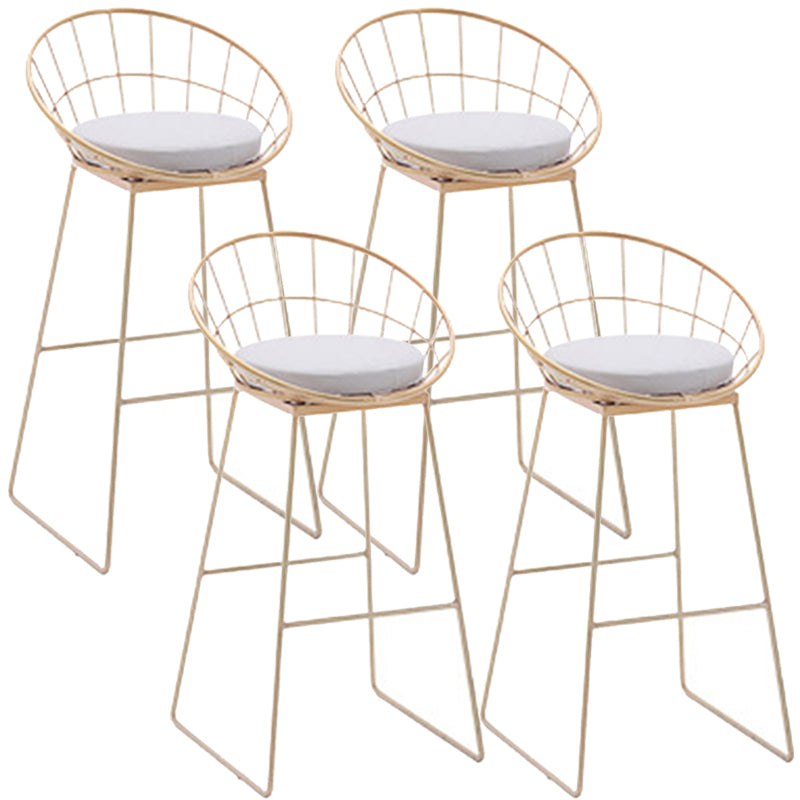 Glam Style Counter Stool Upholstered Bar Stool with Metal Base