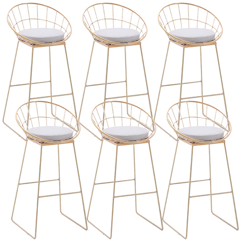 Glam Style Counter Stool Upholstered Bar Stool with Metal Base