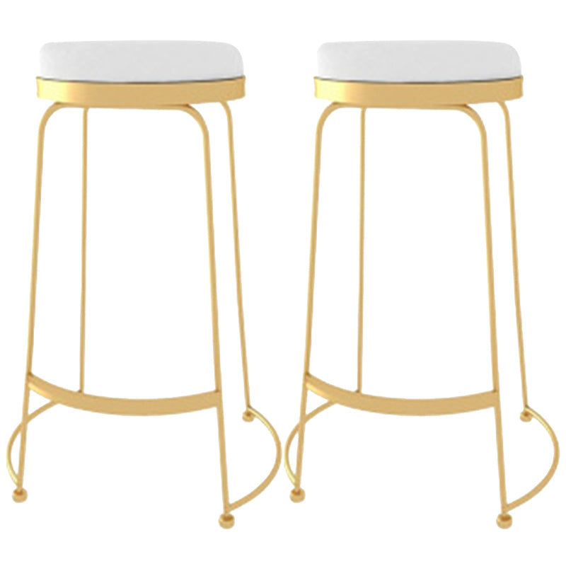 Glam Style Counter Stool Upholstered Bar Stool with Metal Base