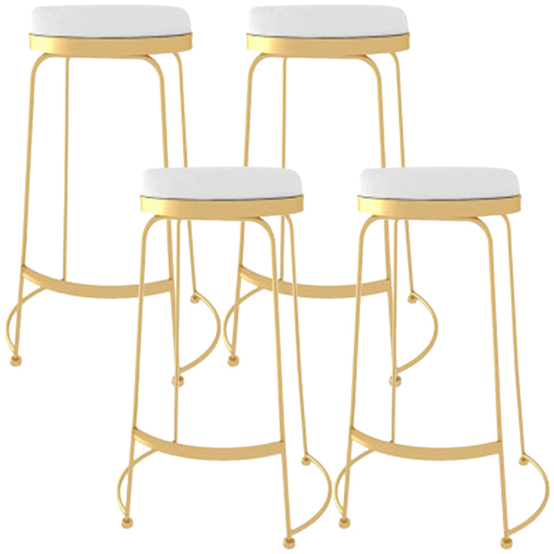 Glam Style Counter Stool Upholstered Bar Stool with Metal Base