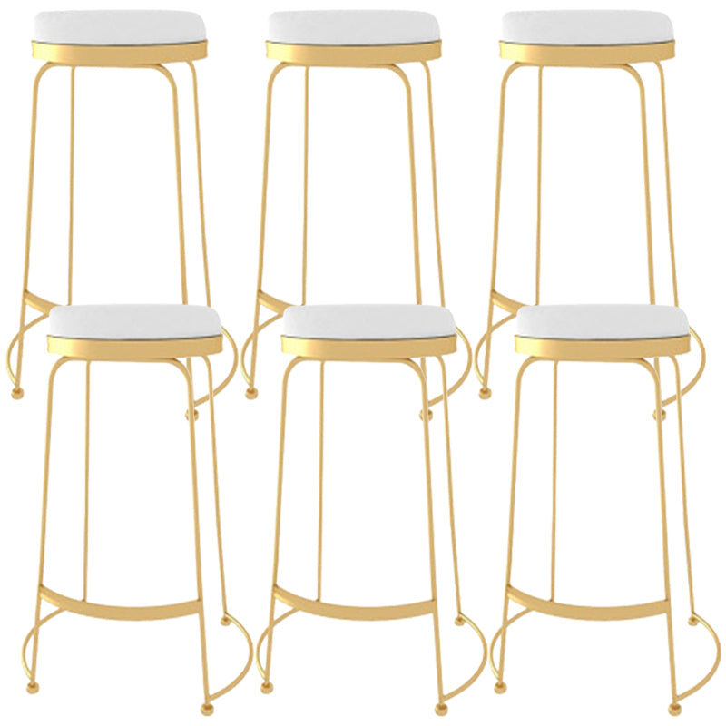 Glam Style Counter Stool Upholstered Bar Stool with Metal Base