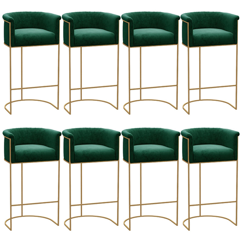 Glam Style Counter Stool Upholstered Bar Stool with Metal Base