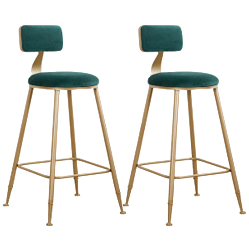 Glam Style Counter Stool Upholstered Bar Stool with Metal Base