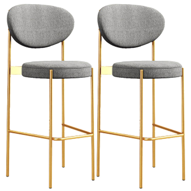 Glam Style Counter Stool Upholstered Bar Stool with Metal Base