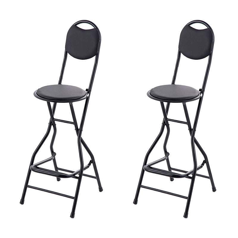 Contemporary Dining Stools Low Back Folding Bar Stools with Metal Base
