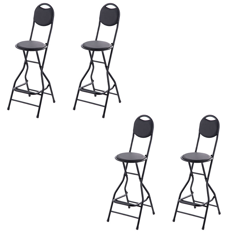 Contemporary Dining Stools Low Back Folding Bar Stools with Metal Base