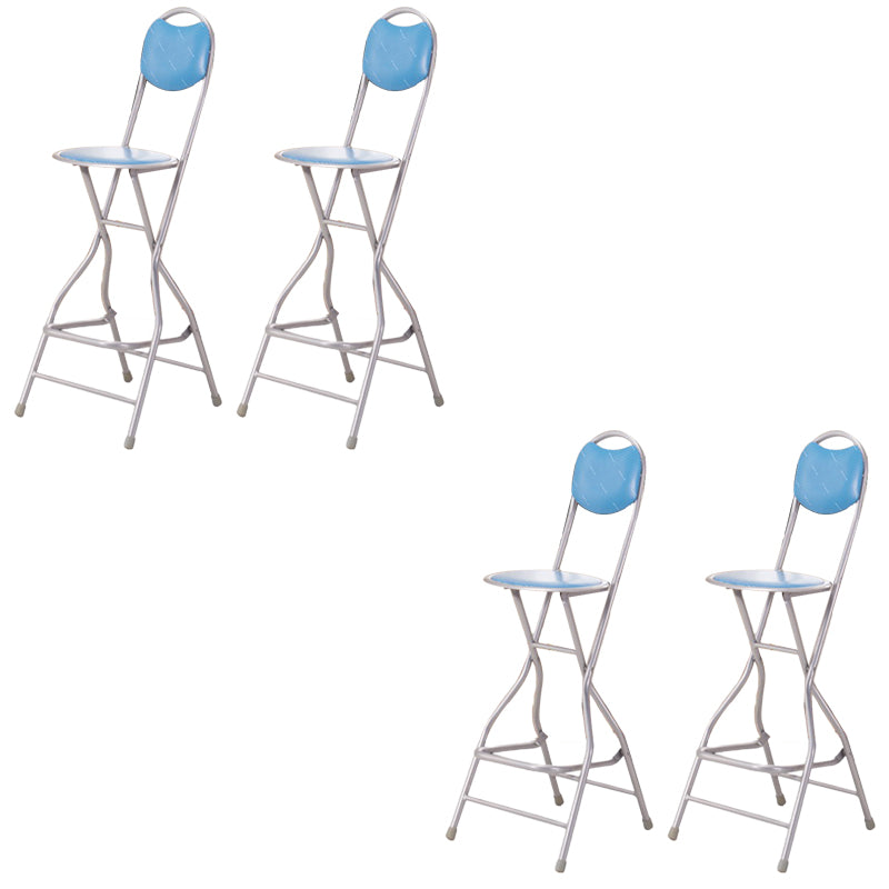 Contemporary Dining Stools Low Back Folding Bar Stools with Metal Base
